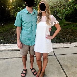 Lulus iced Latte white shift dress tassel sleeves